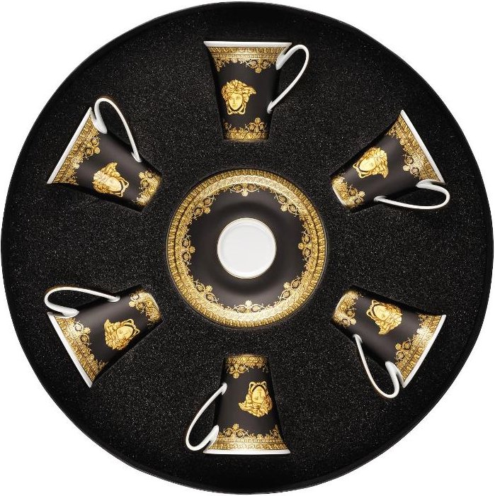 Rosenthal Versace I love Baroque - Nero Espresso-/Mokkatasse 0,09 L 6x Obertasse / 6x Untertasse