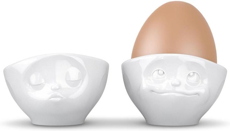 Thumbnail - TV Tassen Eierbecher Set 2-tlg. weiß - küssend & verträumt