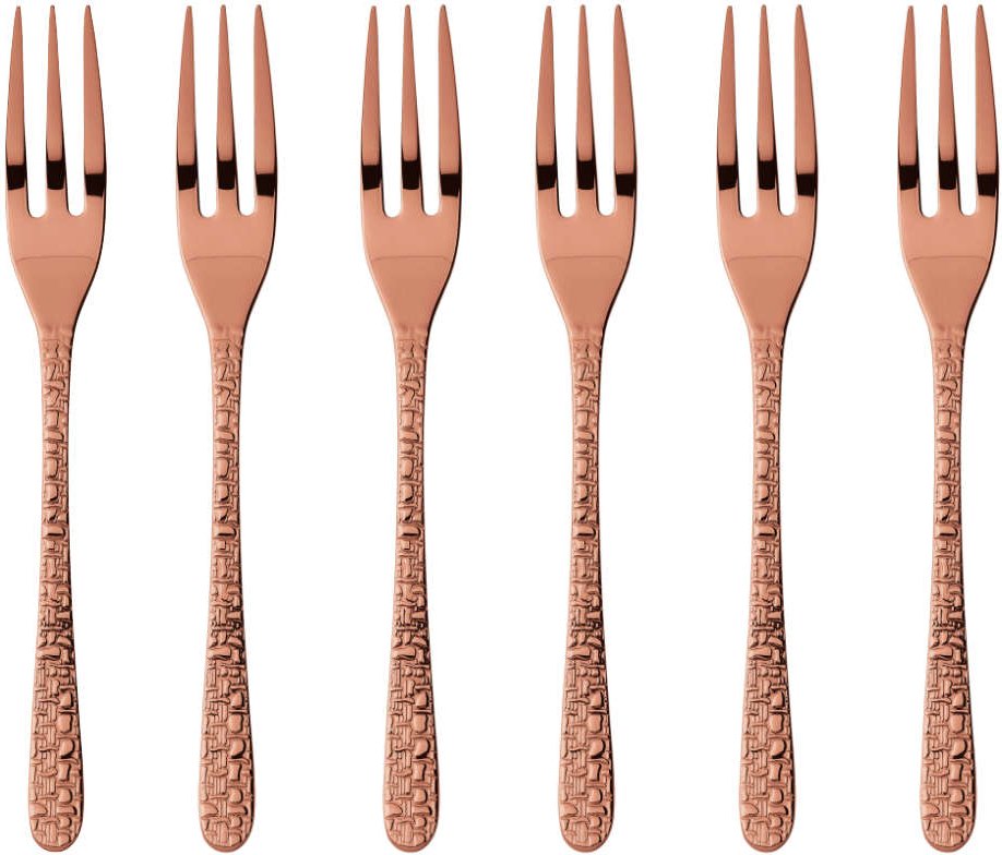 Sambonet Venezia - Edelstahl / PVD Kupfer Kuchengabel Set 6-tlg.