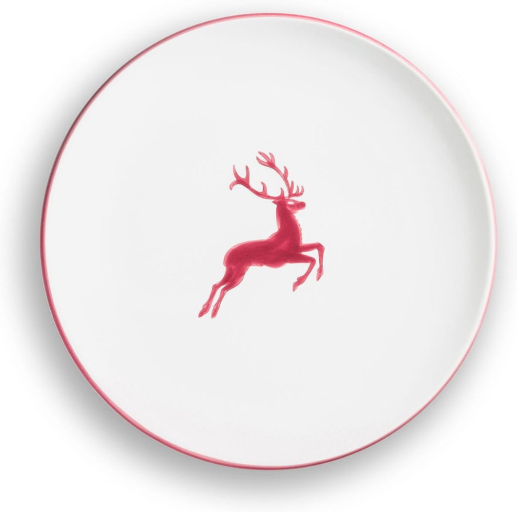 Gmundner Keramik Bordeauxroter Hirsch Speiseteller Cup 25 cm