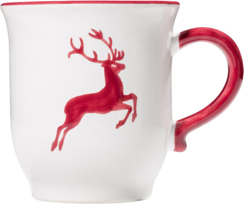 Gmundner Keramik Bordeauxroter Hirsch Schokotasse / Schokobecher 0,3 L