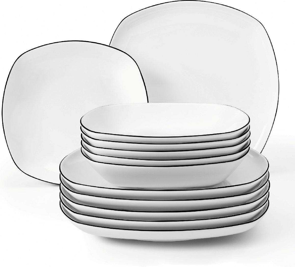 Seltmann Weiden Lido Black Line Speise-Set eckig 12-tlg.