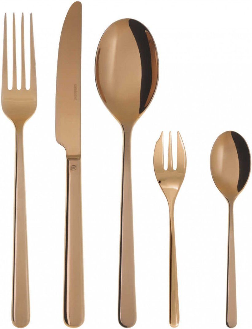 Sambonet Linear - Edelstahl / PVD Kupfer Besteckset 30-tlg. Vollheft / Monoblock