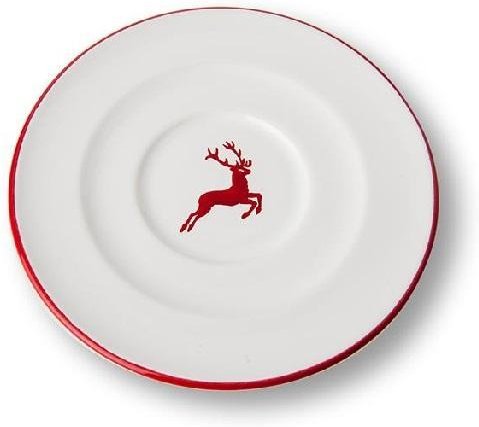 Gmundner Keramik Rubinroter Hirsch Cappuccino-Untertasse Gourmet d: 14 cm