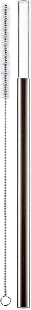 Eisch Gentleman Trinkhalm Glas Platin mit Reinigungsbürste - im Geschenkkarton l: 20 cm / d: 9 mm