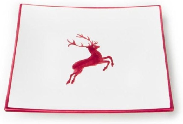 Gmundner Keramik Bordeauxroter Hirsch Dessertteller / Frühstücksteller 20x20x2,6 cm