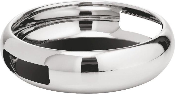 Sambonet Sphera Edelstahl poliert Schale / Tablett mit 2 Griffmulden und rutschfester Silikoneinlage 24 cm