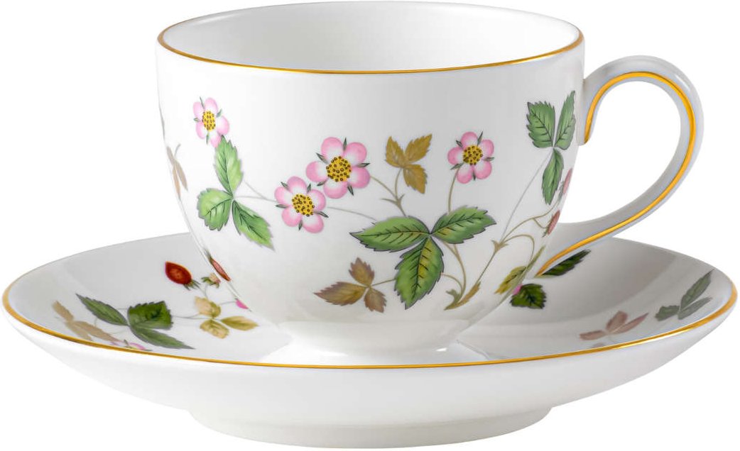 Wedgwood 'Wild Strawberry' Kaffeetasse / Teetasse 0,15 L mit Untertasse Leigh 2-tlg.