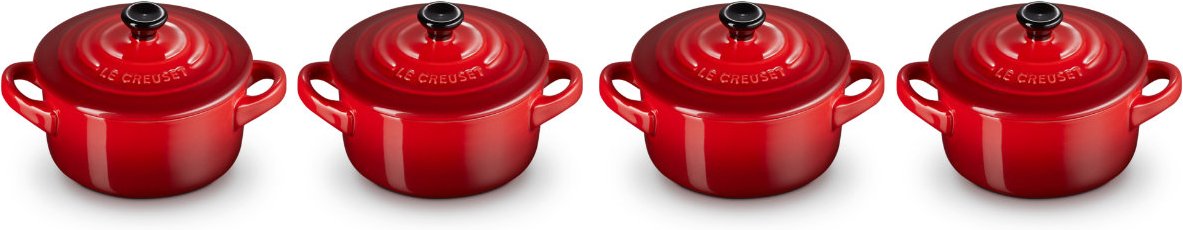 Thumbnail - Le Creuset Poterie Kochen & Backen Mini-Cocotte Kirschrot Set 4-tlg.