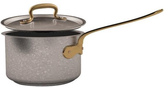 Sambonet 1965 Vintage - Edelstahl matt 18/10 Stielkasserolle hoch mit Deckel d: 16 cm / h: 9,5 cm / 1,9 L