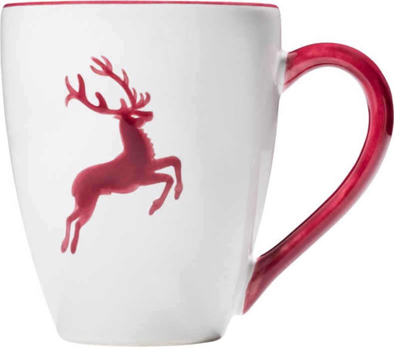 Gmundner Keramik Bordeauxroter Hirsch Frühstücksbecher Max 0,3 L
