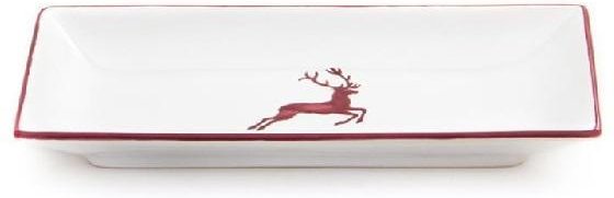 Gmundner Keramik Bordeauxroter Hirsch Snackschale 22x11x2,7 cm