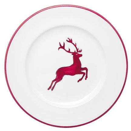Gmundner Keramik Rubinroter Hirsch Dessertteller / Frühstücksteller Gourmet d: 22 cm / h: 2,2 cm
