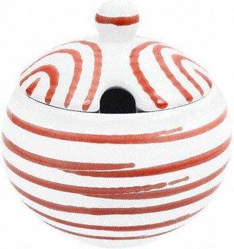 Gmundner Keramik Rotgeflammt Zuckerdose glatt mit Ausschnitt d: 10 cm / h: 11 cm