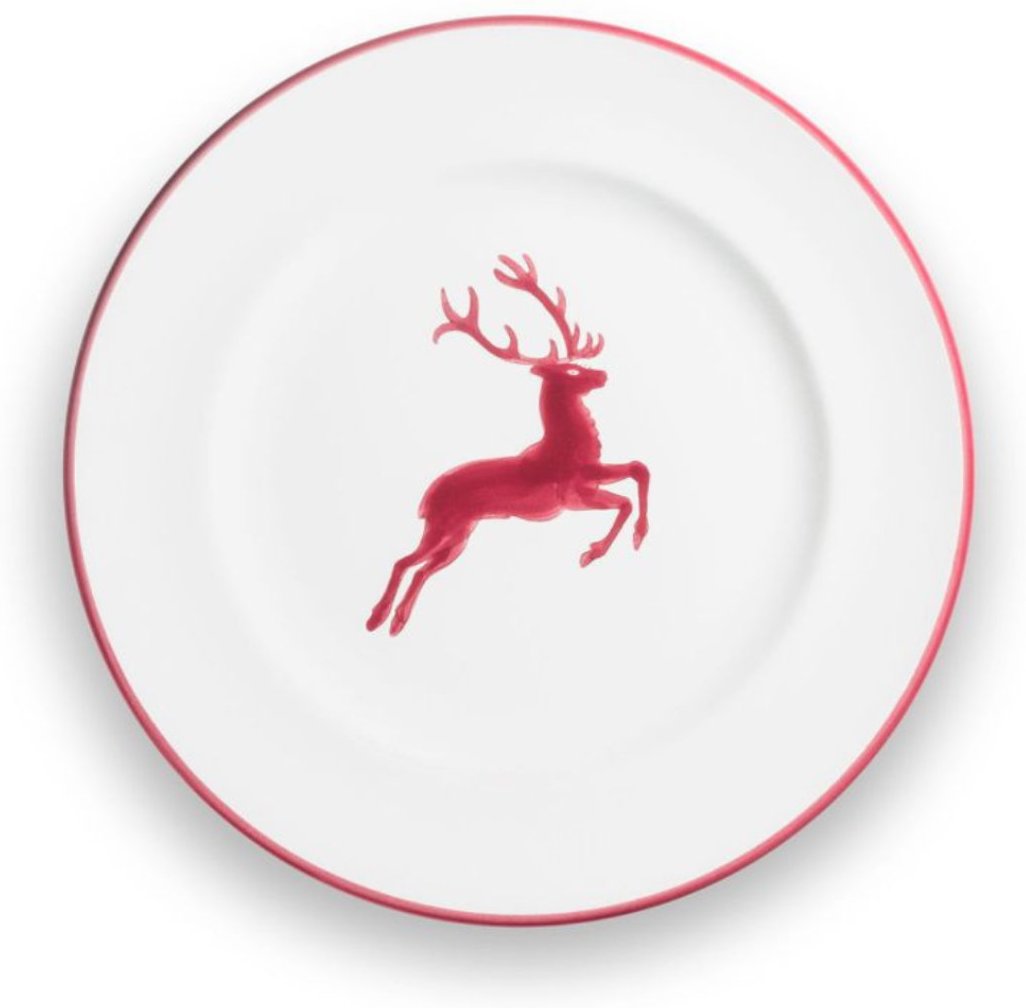 Thumbnail - Gmundner Keramik Bordeauxroter Hirsch Dessertteller / Frühstücksteller Gourmet 22 cm