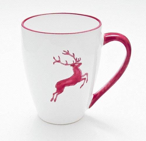 Gmundner Keramik Bordeauxroter Hirsch Frühstücksbecher Max 0,3 L / h: 10,5 cm