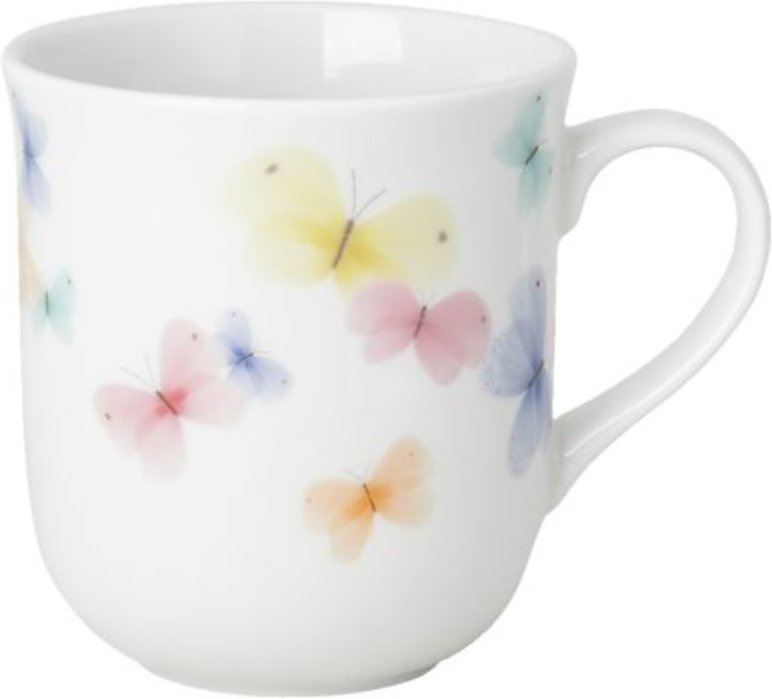 Hutschenreuther Frühlingsgrüße Becher mit Henkel Schmetterlinge im Geschenkkarton 0,41 L