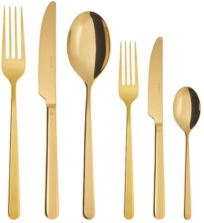 Sambonet Linear - Edelstahl / PVD Gold Besteckset 36-tlg. Vollheft / Monoblock
