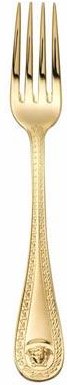 Rosenthal Versace Medusa Besteck 14 gramm vergoldet - Feingold 999 Dessertgabel 18 cm