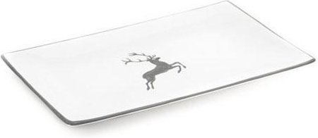 Gmundner Keramik Grauer Hirsch Platte rechteckig 36x15x2,8 cm