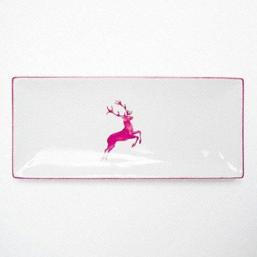 Gmundner Keramik Bordeauxroter Hirsch Platte rechteckig 36x15x2,8 cm