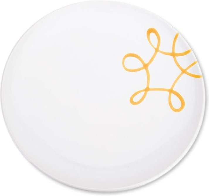 Gmundner Keramik Gelbgeflammt Speiseteller Cup d: 25 cm / h: 2,8 cm