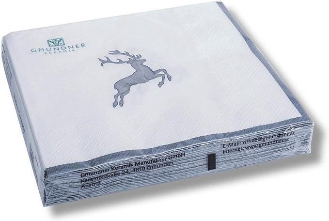 Thumbnail - Gmundner Keramik Grauer Hirsch Servietten Lunch 33x33 cm 20 Stück