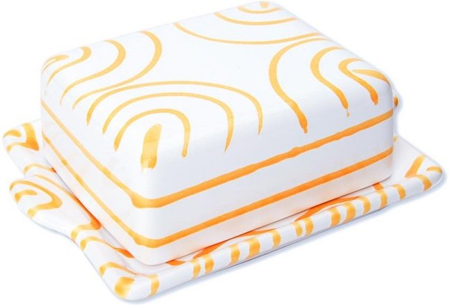 Thumbnail - Gmundner Keramik Gelbgeflammt Butterdose 125 g