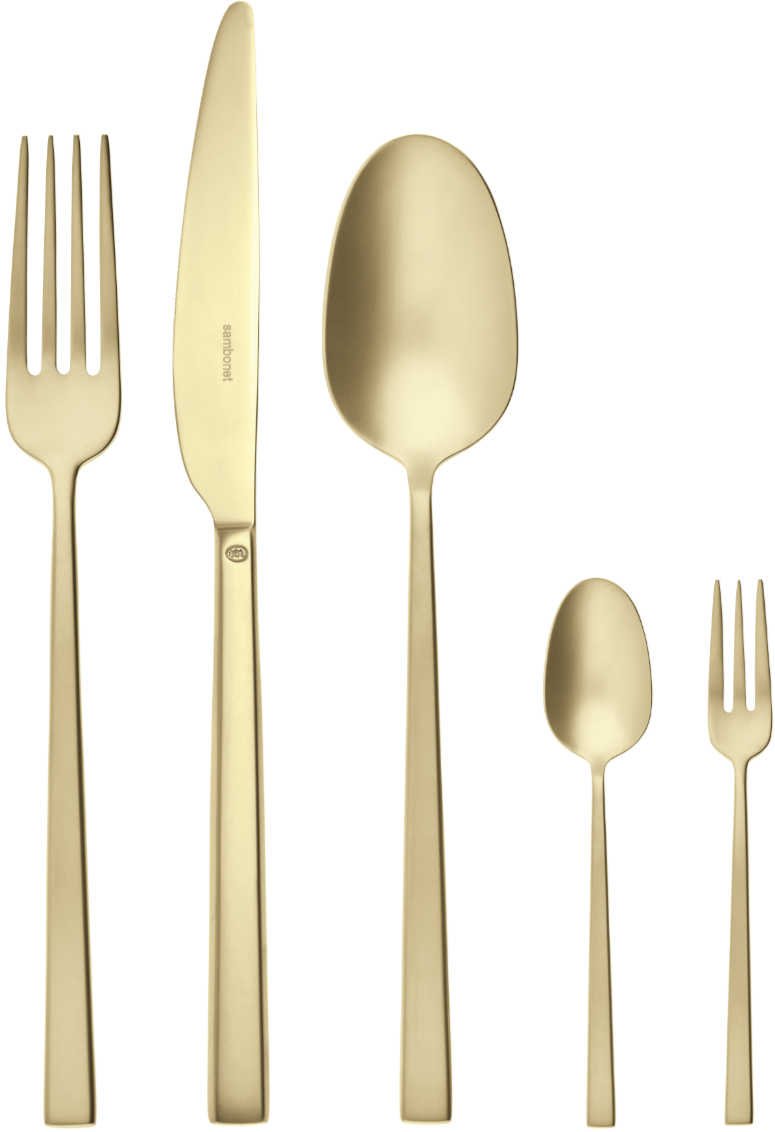 Sambonet Rock Antique - Edelstahl / PVD champagnerfarben Besteckset 60-tlg.