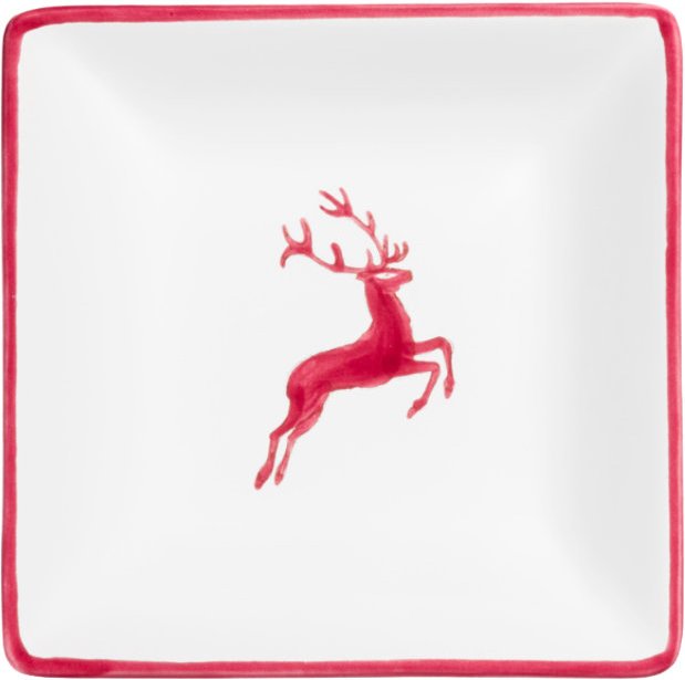 Gmundner Keramik Bordeauxroter Hirsch Snackschale 11x11x2,8 cm
