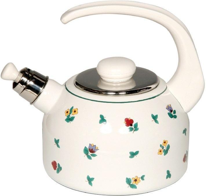 Gmundner Keramik by Riess Streublumen Wasserkessel mit Flöte - Emaille 2 L