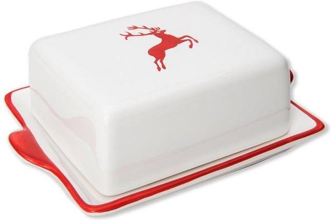 Gmundner Keramik Rubinroter Hirsch Butterdose 125 g