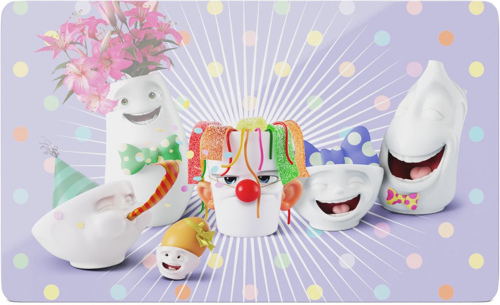 TV Tassen Frühstücksbrettchen Happy Happy 23x14 cm