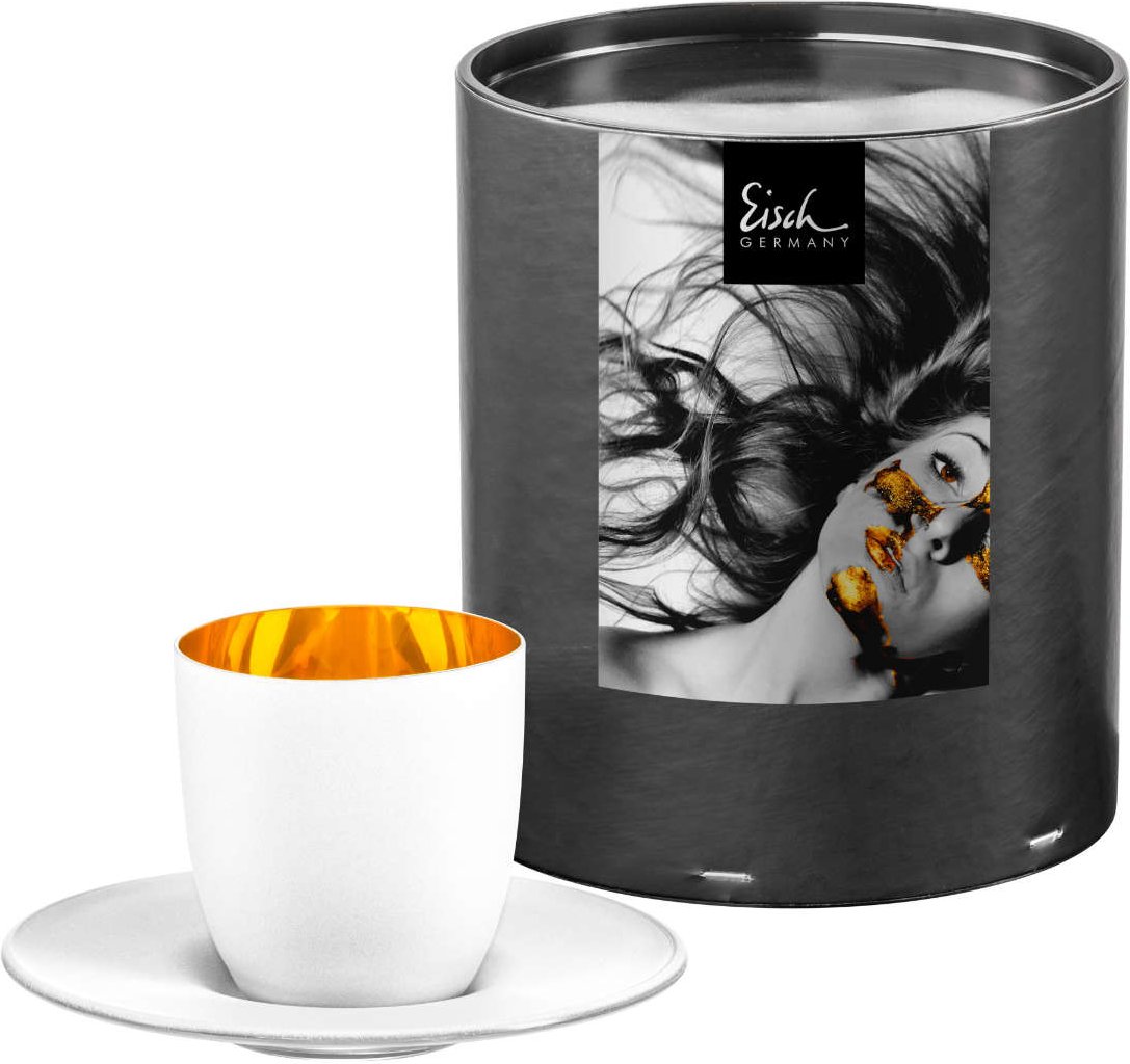 Eisch Cosmo pure white gold Espressoobertasse mit Untertasse Set 2-tlg.