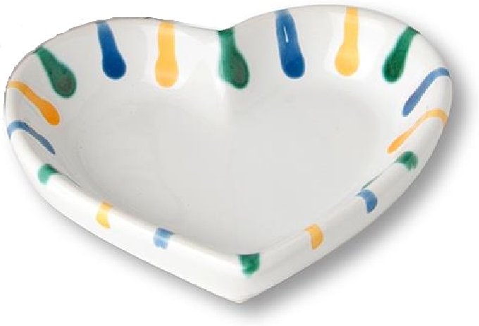 Gmundner Keramik Buntgeflammt Herzschale d: 10 cm / h: 2,4 cm