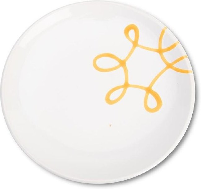 Gmundner Keramik Gelbgeflammt Dessertteller / Frühstücksteller Cup d: 20 cm / h: 2,6 cm