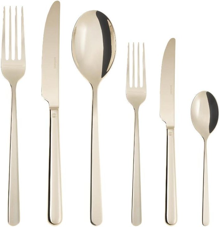 Sambonet Linear - Edelstahl / PVD champagnerfarben Besteckset 36-tlg. Vollheft / Monoblock