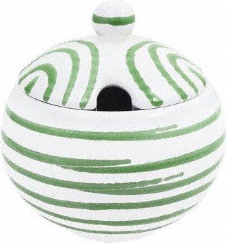 Gmundner Keramik Grüngeflammt Zuckerdose glatt mit Ausschnitt d: 10 cm / h: 11 cm