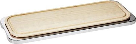 Sambonet Linear Tablett Edelsthal & Schneidebrett Holz 48x19 cm
