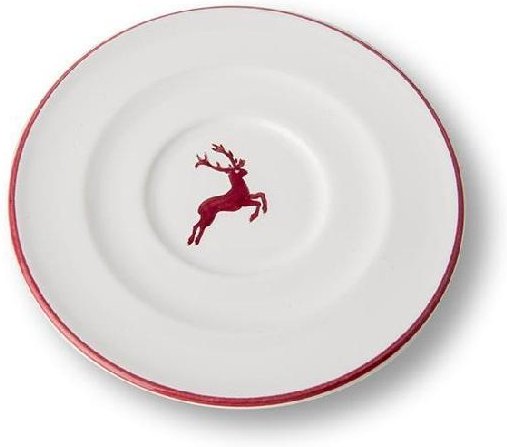 Gmundner Keramik Bordeauxroter Hirsch Cappuccino-Untertasse Gourmet d: 14 cm