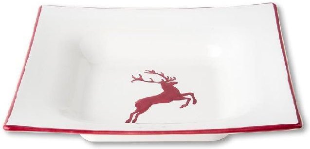 Thumbnail - Gmundner Keramik Bordeauxroter Hirsch Suppenteller 20x20x4,2 cm