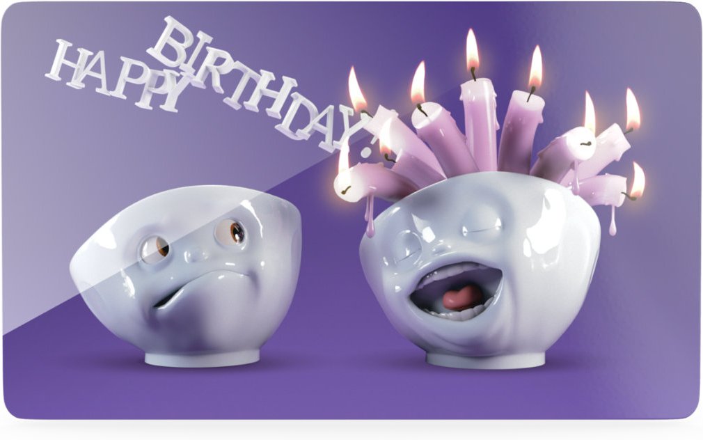 TV Tassen Frühstücksbrettchen Happy Birthday 23x14 cm