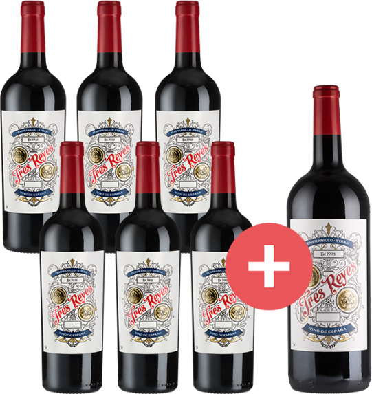6er-Paket Tres Reyes Tempranillo-Syrah + GRATIS Magnum - Bodegas y Viñedos Muñoz - Weinpakete