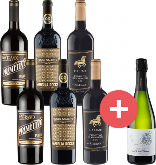6er-Festtagspaket + Gratis Champagner - Weinpakete
