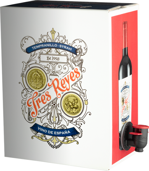 Tres Reyes Tempranillo-Syrah Bag-in-Box - 3,0 L (2022) - Bodegas y Viñedos Muñoz - Rotwein aus Spanien