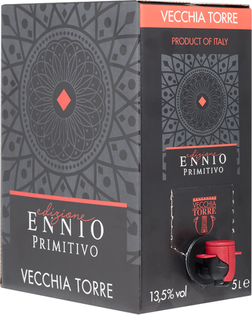 Edizione Ennio Primitivo Bag-in-Box - 5,0 L (2022) - Cantina Vecchia Torre - Rotwein aus Apulien, Italien
