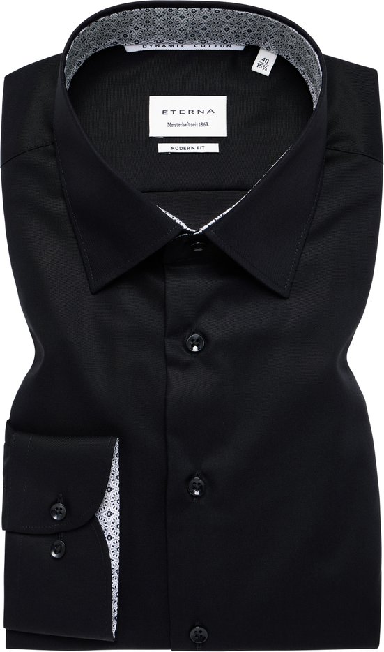 MODERN FIT Hemd in schwarz unifarben