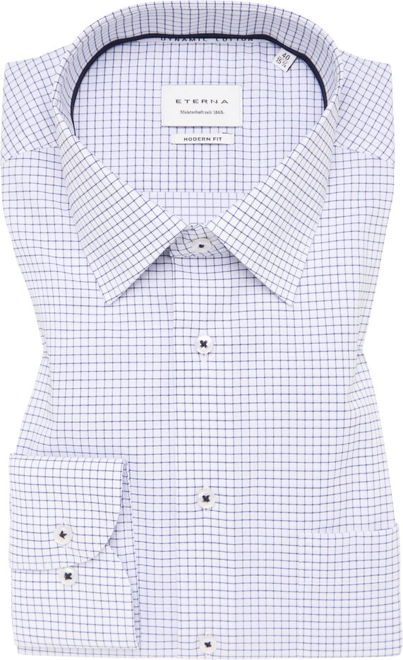 Thumbnail - MODERN FIT Dynamic Cotton in rauchblau kariert