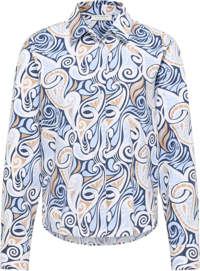 Hemdbluse in indigo bedruckt