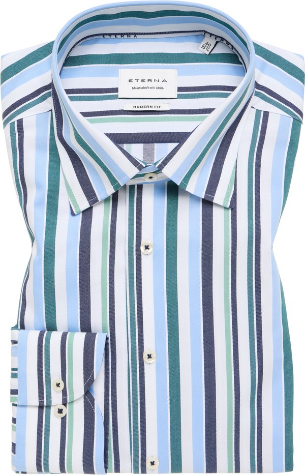 Thumbnail - MODERN FIT Hemd in smaragd gestreift